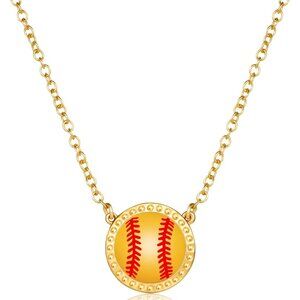 Softball Necklace Brass 0.53in Team Gift Jewelry for Women Girls